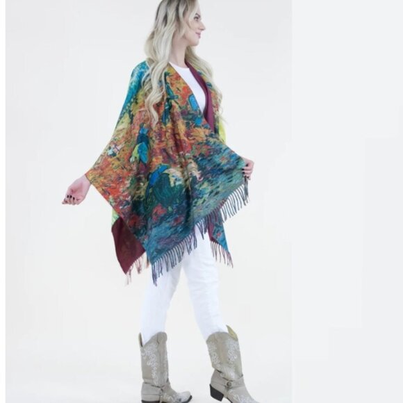 Van Gogh Collection Artistic Print Cape/Wrap (Brand New) - Red Vinyard - Picture 4 of 5